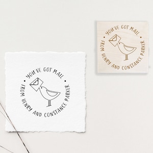 Sellos personalizados, sello personalizado, sello autoentintable personalizado, sello de boda, sello de invitación, tienes correo, pájaro con sello de carta