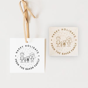 Familien-Weihnachtsstempel, benutzerdefinierter Stempel, Feiertagsstempel, personalisiertes Geschenk, selbstfärbender Stempel, Weihnachtsstempel, Logo-Stempel, Familienkarikaturen