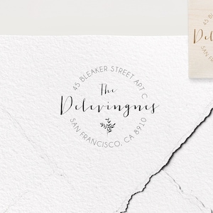 Sello de dirección de retorno, sello de dirección personalizado, sello autoentintado, sello de goma, sello personalizado, regalo de inauguración de la casa, sello de logotipo, sello familiar