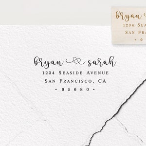 Adresstempel, aangepaste stempel, gepersonaliseerde stempel, rubberen stempel, zelfinktende stempel, logostempel, retouradres, huwelijksstempel, housewarming
