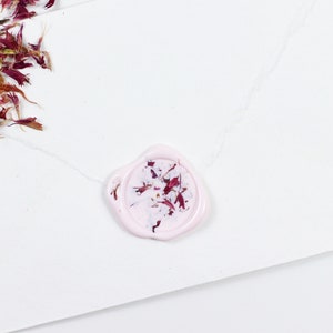 Paquet de 10 cachets de cire de fleurs séchées | Sceaux de cire de bleuet rose | Sceau de cire de pétales séchés | Sceaux de cire pour faire-part de mariage | Sceau de fleurs pressées
