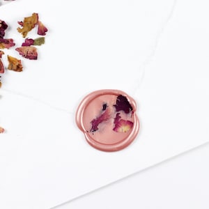 Lot de 10 cachets de cire de fleurs séchées | Sceaux de cire de pétales de rose rouge | Sceau de cire de pétales séchés | Sceaux de cire pour faire-part de mariage | Sceau de fleurs pressées
