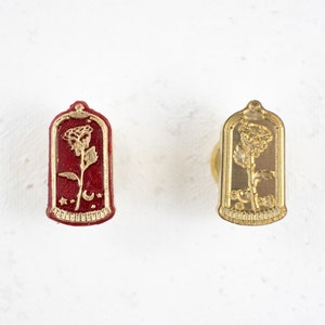 Belle's Rose Wachs Siegel Stempel, 3D Wachs Siegel, Rose im Glas Wachs Siegel, Blumen Wachs Siegel, Brief Wachssiegel, Die Cut Wachsstempel, Floral Wachssiegel