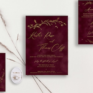 Velvet Wedding Invitation Suite | Gold Foil Print Wedding Invitations | Unique Wedding Invitations | Wedding Wax Seals | Velvet Invitation
