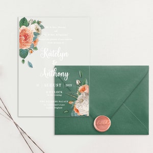 Acrylic Wedding Invitation Suite | Acrylic Wedding Invitations | Unique Wedding Invitations | Wedding Wax Seals | Acrylic Clear Invitation
