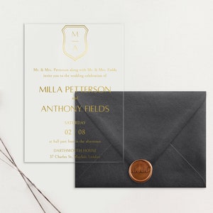 Gold Foil Acrylic Wedding Invitation Suite | Foil Print Acrylic Wedding Invitations | Unique Wedding Invitations | Acrylic Clear Invitation