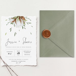 Hochzeitseinladungs-Reihe | Baumwollpapier Einladungen | Handgeschöpftes Papier Hochzeitseinladungen | Elegante Hochzeitseinladung aus Baumwolle