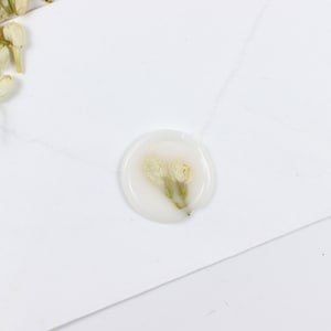 Confezione da 10 sigilli di cera di fiori secchi / sigilli di cera di fiori di gelsomino / sigilli di cera di petali secchi / sigilli di cera di invito a nozze / sigillo di fiori pressati