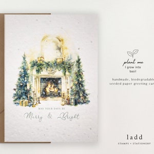 Carte de Noël en papier graine, Papier graine, Carte de vœux, Papier fait main, Carte de voeux en papier à planter, Carte de Noël rustique, Carte de Noël en graine