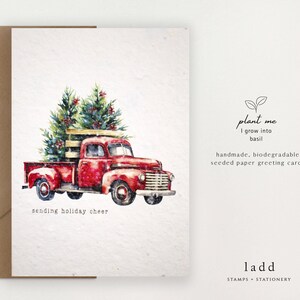 Weihnachtskarte mit Samen, Samenpapier, handgeschöpftes Papier, bepflanzbares Papier, Grußkarte, rustikale Weihnachtskarte