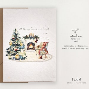 Biglietto di Natale in carta seminata, carta seminata, biglietto di auguri, carta fatta a mano, biglietto di auguri in carta piantabile, biglietto di Natale rustico, biglietto di Natale con semi