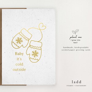 Carte de Noël en papier graine, Papier graine, Carte de vœux, Papier fait main, Carte de voeux en papier à planter, Carte de vœux en feuille d'or, Carte de Noël de graine