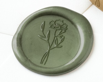 Sello de cera de flores, sello de cera, sello de cera botánico, sello de cera, sello de cera para bodas, pegatinas de sello de cera, sello de cera de plantas, sello de cera de flores