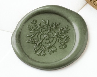 Sello de cera con forma de flor, sello de cera, sello de cera botánico, sello de cera, sello de cera para bodas, pegatinas de sello de cera, sello de cera con forma de hojas, sello de cera con forma de flor