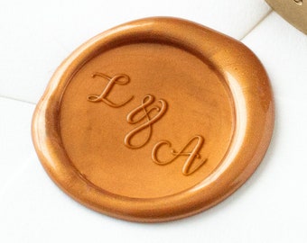 Monogramm Wachssiegel Stempel, Paar Initialen Wachssiegel Stempel, benutzerdefiniertes Wachssiegel, Hochzeit Wachssiegel, Einladungssiegel, personalisierter Wachsstempel, Skript