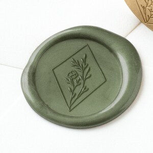 Sello de cera de flor, sello de cera, sello de cera botánico, cera de lacre, sello de cera de boda, sello de cera de diamante de flor, sello de cera de hojas, sello de cera de planta