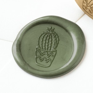 Sello de cera de cactus, sello de cera de flores, sello de cera botánico, cera de sellado, sello de cera de boda, pegatinas de sello de cera, sello de cera de plantas, suculento