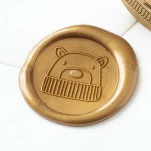 Selo de cera de chapéu de urso, selo de cera de Natal, selo de cera de férias, selo de cera de férias, adesivos de selo de cera, selo de Natal, selo de cera bonito
