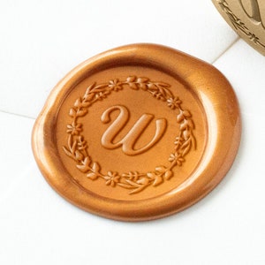 Aangepaste lakzegel stempel, krans eerste lakzegel, gepersonaliseerde lakzegel, bruiloft lakzegel, bladeren lakzegel, uitnodiging lakzegel, aangepaste zegel