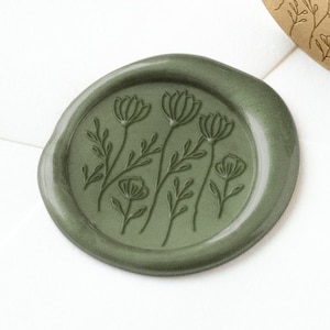 Sello de cera de patrón floral, sello de cera, sello de cera botánico, cera de sellado, sello de cera de boda, pegatinas de sello de cera, sello de cera vegetal, jardín