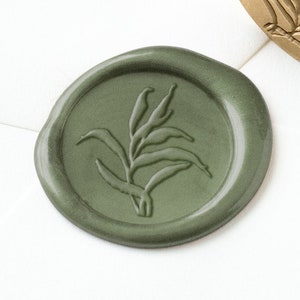 Sello de cera verde fluido, sello de cera, sello de cera botánico, cera de sellado, sello de cera de boda, sello de cera de hojas, cera de pistola de pegamento, sello de cera vegetal