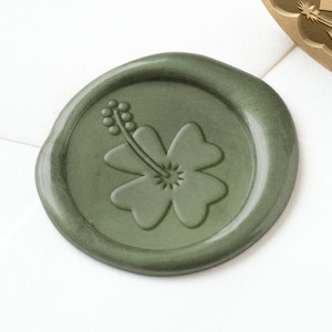 Hibiskus Wachssiegel Stempel, Sommer Wachssiegel, Hochzeit Wachssiegel, Logo Wachssiegel, Blumen Wachssiegel, Wachssiegel Aufkleber, Strand Wachssiegel, Botanisch