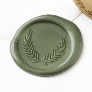 Sello de cera de laurel de helecho, sello de cera, sello de cera botánico, cera de sellado, sello de cera de boda, sello de cera de hojas, sello de cera vegetal, pegatinas de sello de cera