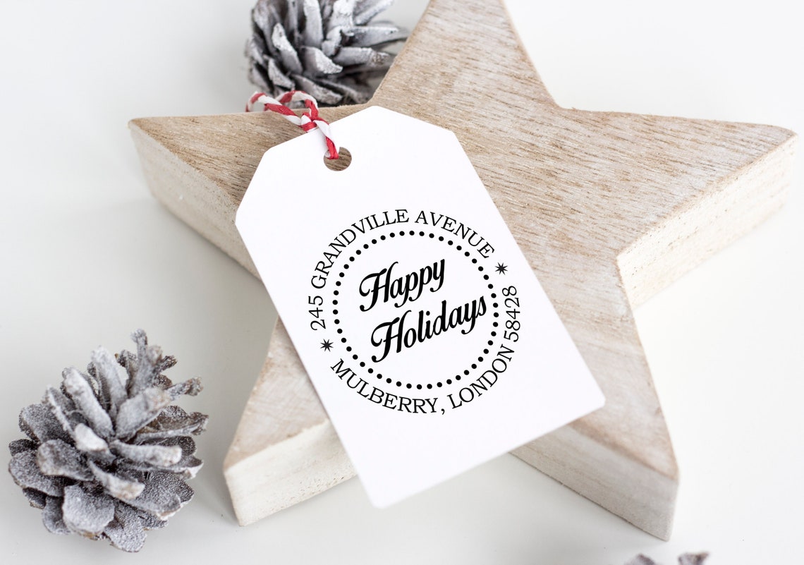 Personalized Holiday Stamp Happy Holidays Stamp Custom Etsy