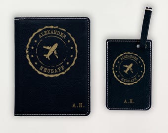 Funda de pasaporte personalizada, etiqueta de equipaje personalizada, funda de pasaporte de cuero personalizada, etiqueta de equipaje de cuero personalizada, billetera de pasaporte personalizada