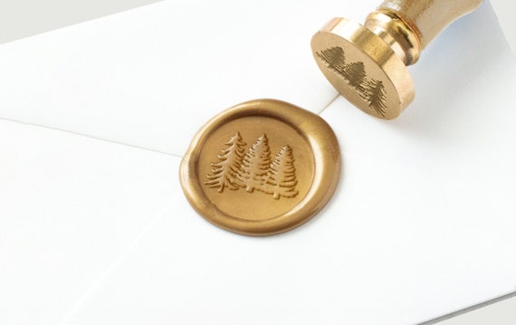 Christmas Tree Wax Seal Stickers in Gold (set of 10) Holiday Wax