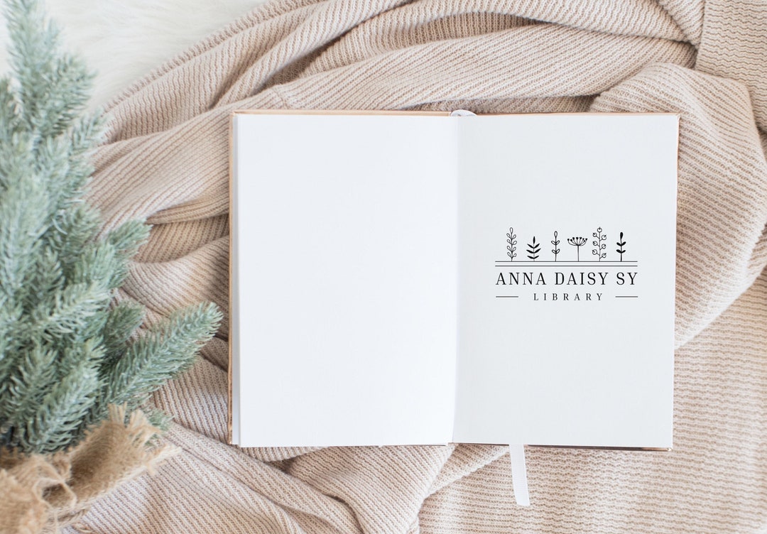 Book Stamp Library Stamp Rubber Stamp Custom Stamp  