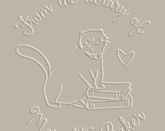 Grabador de gatos, Grabador de libros, Grabador de bibliotecas, Grabador personalizado, Biblioteca personal, Regalo personalizado, Regalo para lectores, Sello grabador, Ex Libris