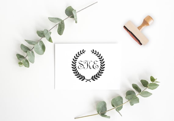 Ladd Designs Laurel Wreath Personalized Name Square Custom Address Embosser