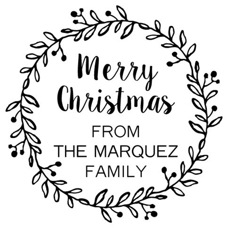 Merry Christmas Stamp, Christmas Wreath Stamp, Rubber Stamp, Self-Inking Stamp, Custom Stamp, Logo Stamp, Personalized Stamp, Family Stamp image 3