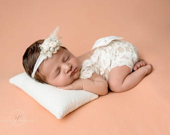 Mono de encaje para recién nacido, accesorio para fotos de recién nacido, atuendo para fotos de recién nacido, atuendo para sesión de fotos de niña recién nacida, accesorio para recién nacido, atuendo para fotos de niña recién nacida