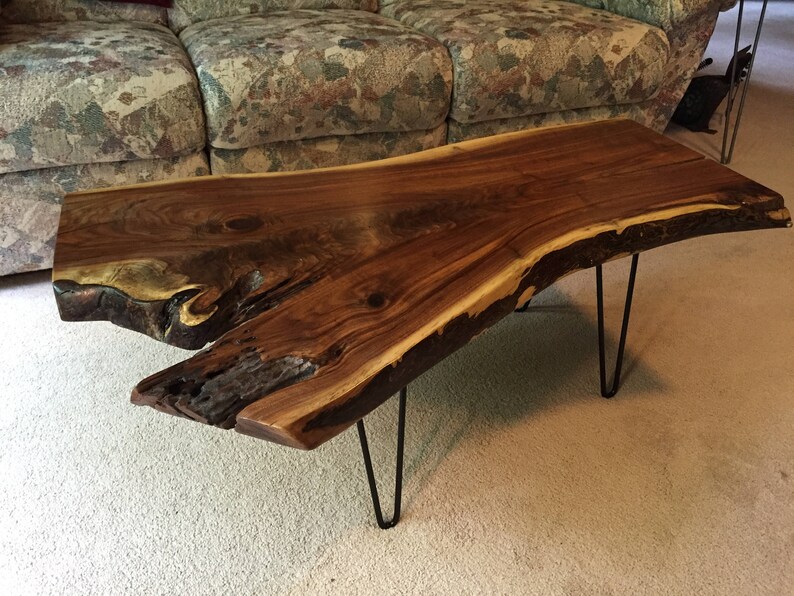 Custom Live Edge Coffee Tables with steel legs Rustic Coffee Etsy