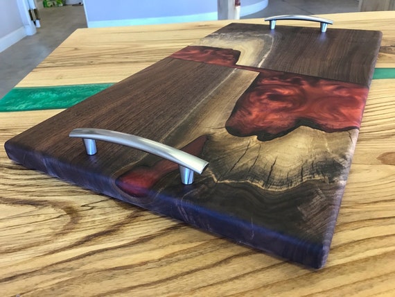 Resin River Charcuterie Board Stunning Walnut Wood Slab With Etsy