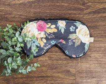 Handmade Oversized Sleep Mask with Sherpa Backing for Better Sleep, Flower Cozy Sleep Mask for Insomnia, Cute Eye Mask, Blindfold for Her