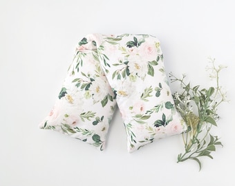 Blush Pink Floral Fabric Handmade Body Wrap Heat Cold Pack for Migraine Relief and Body Aches