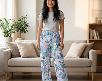 Ice Blue Icy Cool Blue Pattern Pajama Pants | Christmas Loungewear