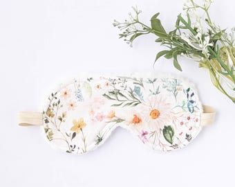 Handmade Floral Sleep Mask: Sherpa Minky Backing, Soft Comfort