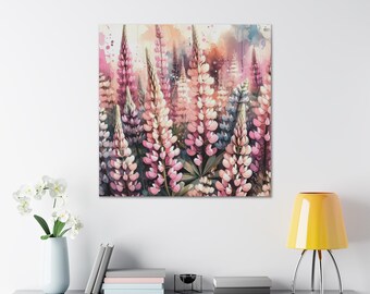 Lupine Flower Watercolor Inspired Wall Art, Wall Decorations for Bedroom or Living Room, Housewarming Gift, Trendy Wall Decor, Wall Hangings