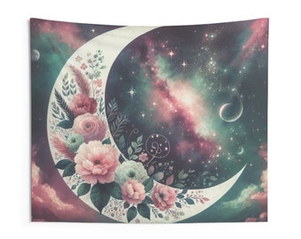 Celestial Moon Ethereal Wall Decorations, Wall Hanging Tapestry for Birthday Gift, Bedroom Sleep Decor, Floral Gifts for Mother's Day