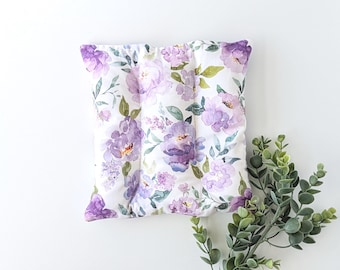 Purple Floral Microwave Heating Pad for Period Pain Relief Scented or Unscented
