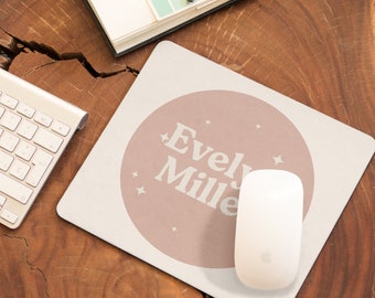 Personalized Pink Mouse Pad - Boho Cute Desk Accessories - Cute Mousepad - Computer Mouse Pad - Teacher Gift - College Dorm Mouse Pad