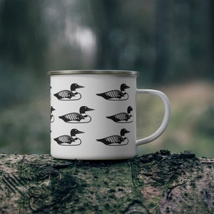 Loon Enamel Camping Mug, Hiking Lover Gifts, Birthday Gifts for Bird Lover, Ornithologist Gift, Bird Watching Gifts, Nature Lover Gifts