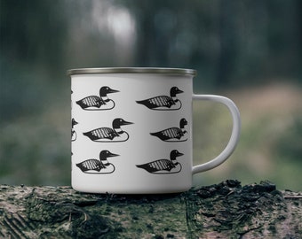 Loon Enamel Camping Mug, Hiking Lover Gifts, Birthday Gifts for Bird Lover, Ornithologist Gift, Bird Watching Gifts, Nature Lover Gifts