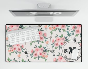 Personalized Cute Floral Desk Mats - Mother's Day Gift for Mom - Valentine's Day Gift Idea for Wife - Keyboard Mouse Pad - Gifts Under 30