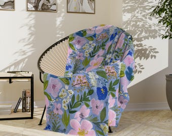 Cottagecore Fleece Throw Blanket for Grandmother or Mom