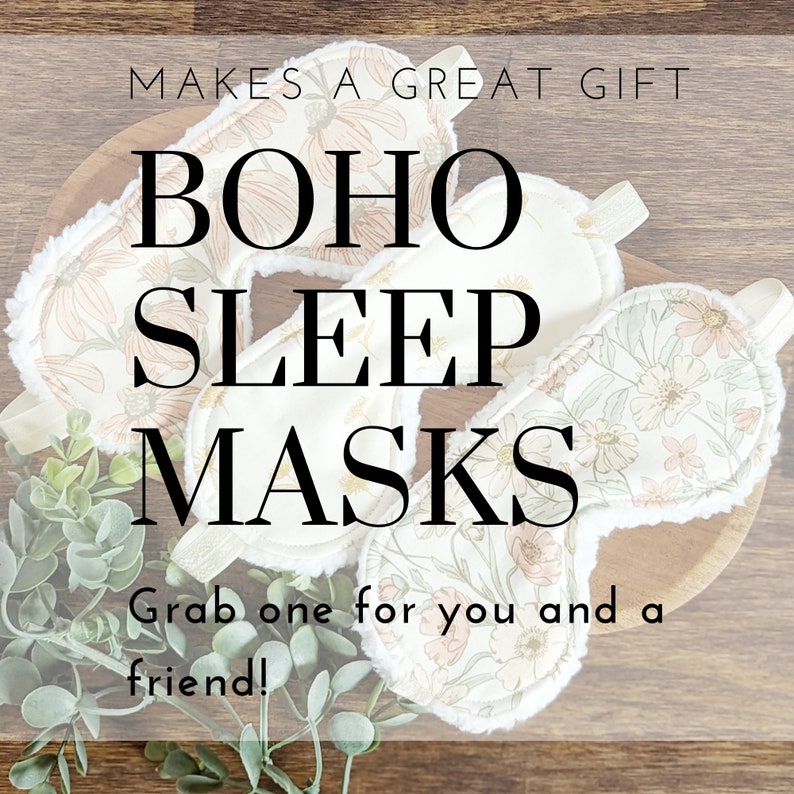 Oversized Sleep Mask with Sherpa Backing for Better Sleep Wildflower Boho Cozy Sleep Mask for Insomnia Cute Sleep Mask Handmade Gift image 4